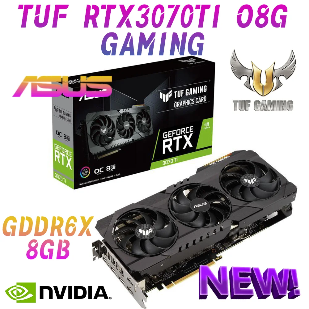 

ASUS NEW TUF RTX 3070 TI O8G GAMING Video Cards GDDR6 8GB Graphics Card GPU 256bit NVIDIA RTX3070TI PCIE4.0 OC Mode 1815 MHz