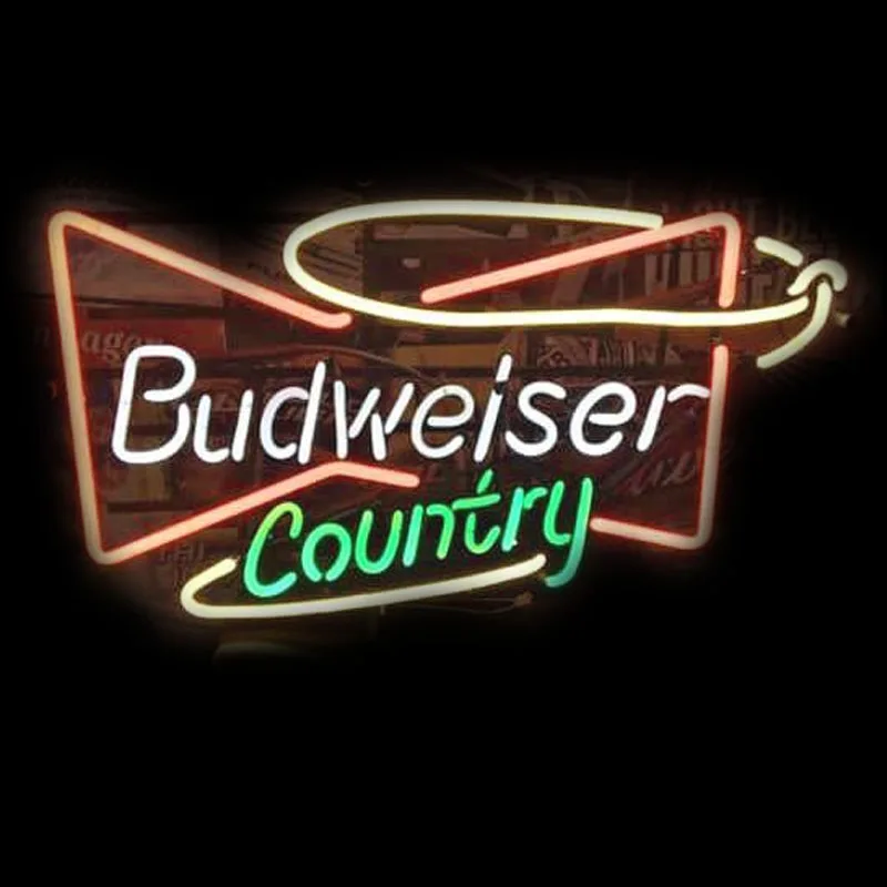 

Budweiser Country Neon Sign WALL DECOR VISUAL BEER BAR PUB Real Glass Neon Light Windows Pub Night Lights Inside Neon Art Lamp