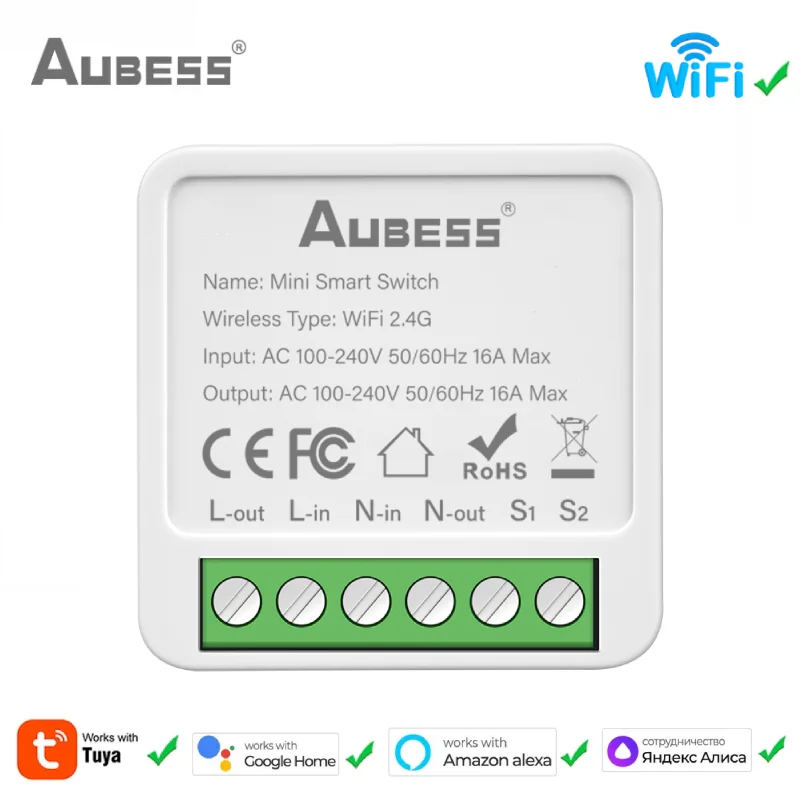 

16A Tuya Wifi Switch With Power Metering Function DIY 2-way Timer Relay Smart LIfe APP Control Support Alexa Google Home Alice