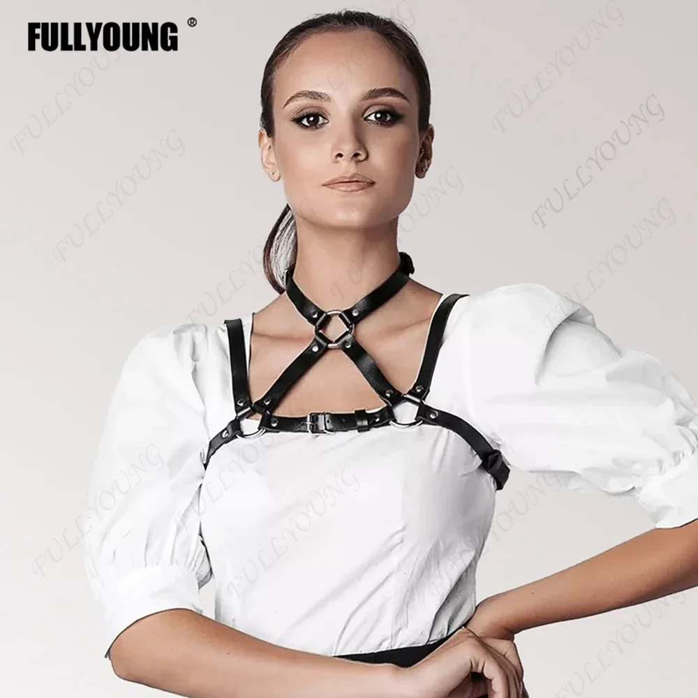 

Women Fashion PU Leather Harness Belt Goth Harajuku Underwear Body Bondage Cage Strap Belt Adjustable Women's Accessories