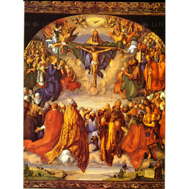 

Торжество всех святых в небесах, Athanasios, Николас и Энтони, византийское полотно, настенное искусство от Ho Me Lili для домашнего декора