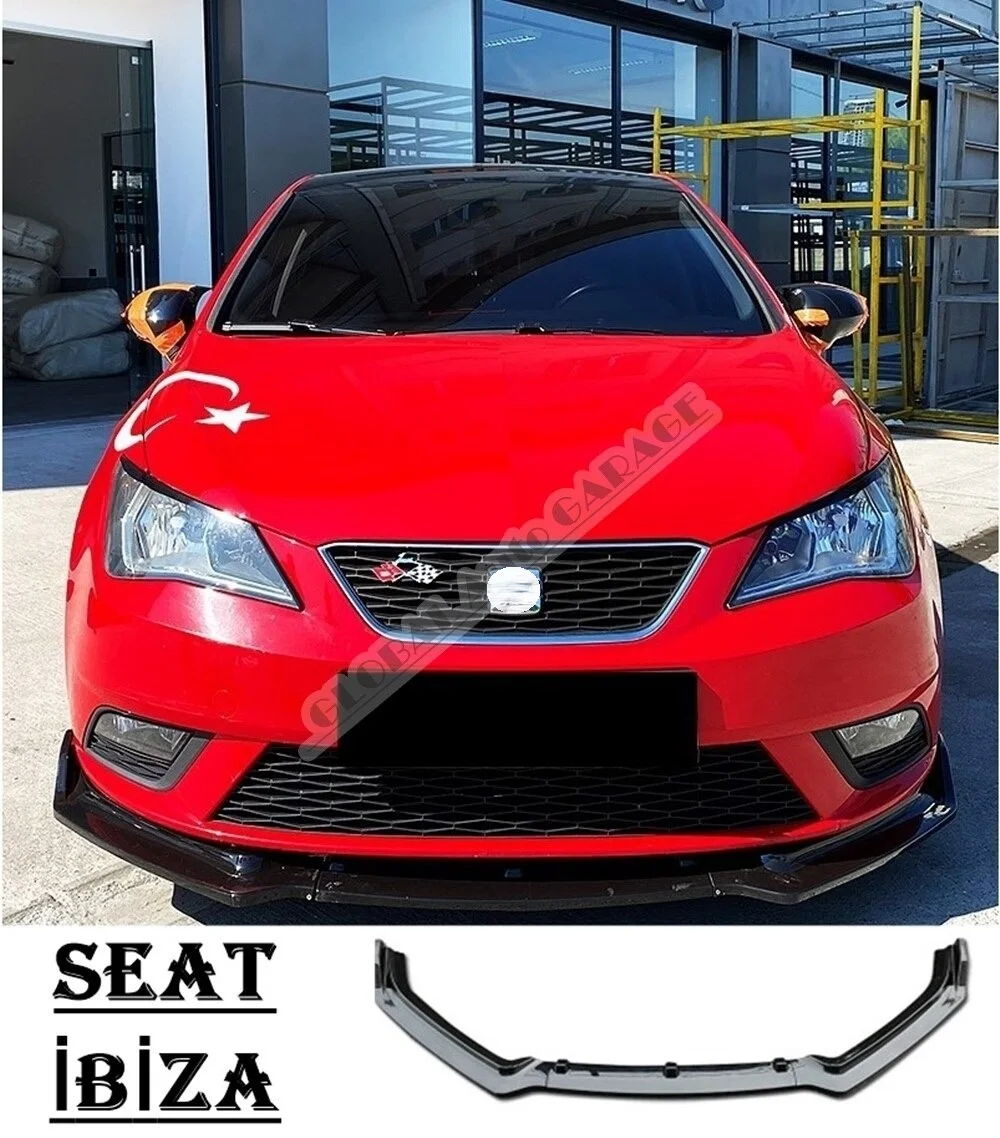 

For Seat Ibiza Front Bumper Attachment Lip 2008-2017 Piano Glossy Black Splitter Diffuser Universal Spoiler Bumper Mud Flaps