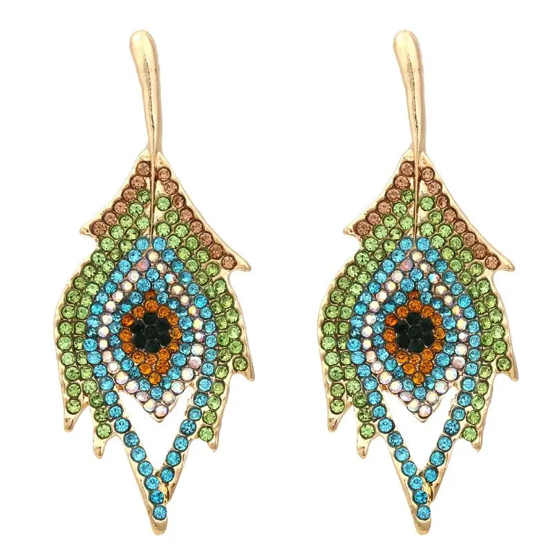 

Vintage Creative Rhinestone Feather Earrings for Woman Jewelry