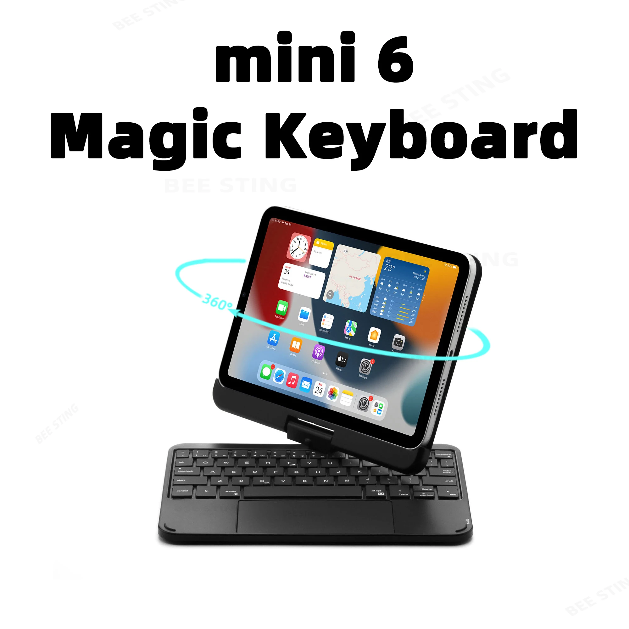 Magic Keyboard For ipad Mini 6 Keyboard Case Korean Portuguese Russian 360° Rotating Foldable Magnetic Backlit Keyboard Cover