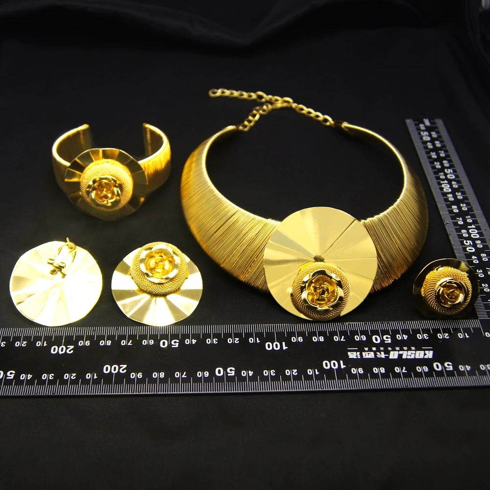 Jewelry Set For Women Brazilian Gold Colour Original Edition Design Luxury Necklace Bracelet 2022 Fashion Trends H30003