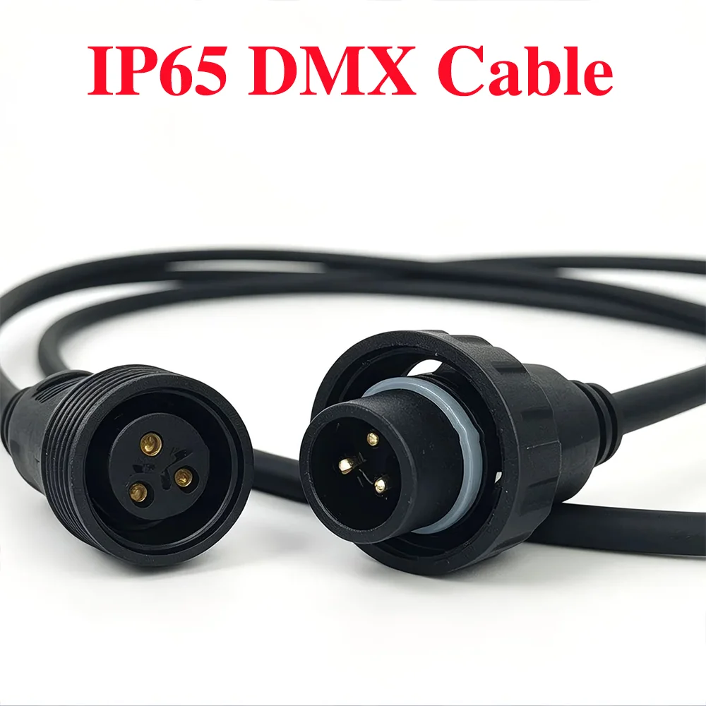 Фото 1-метровый кабель DMX IP65, 3-контактный XLR-конвертер, водонепроницаемый удлинительный кабель DMX-512 для передачи сигнала для наружного светодиодного сценического освещения №2
