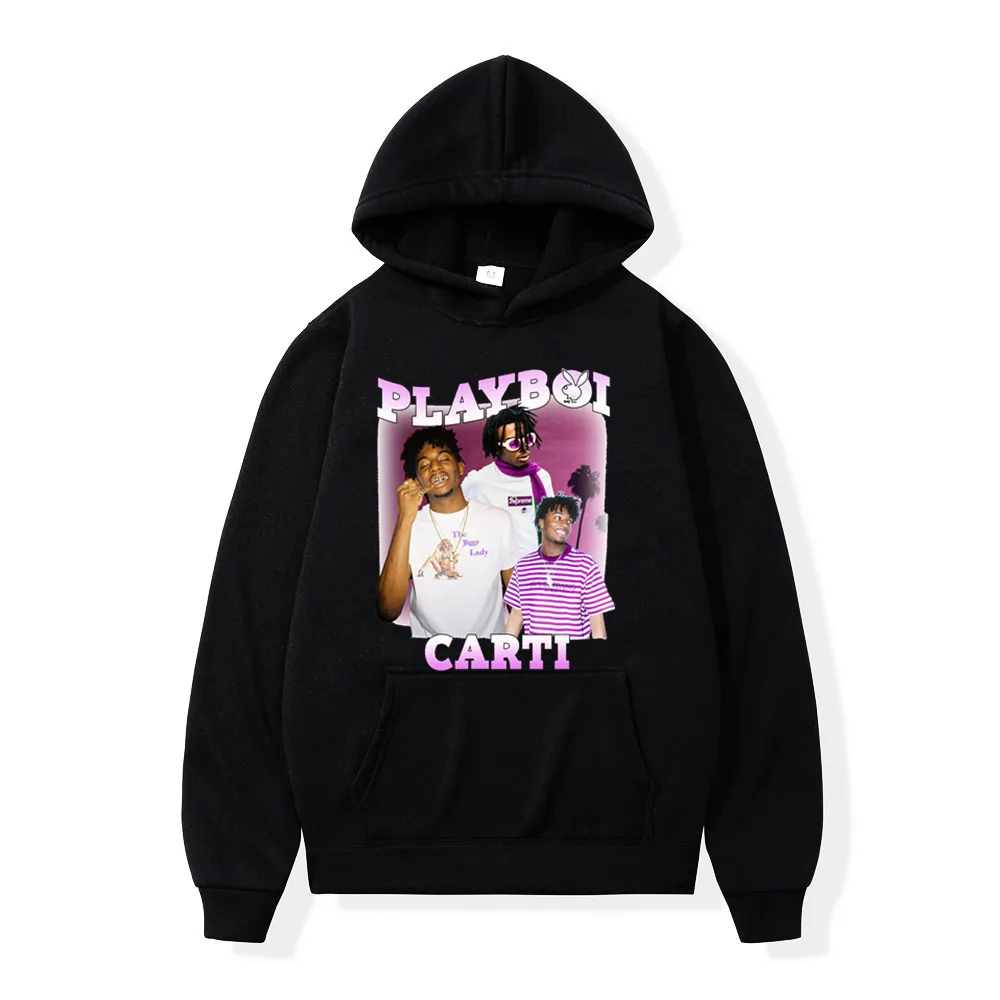 

Vintage 90s Rap Playboi Carti Print Hoodie Men Women Fleece Pullover Casual hip hop Hooded Unisex Sweatshirt Male Streetwear