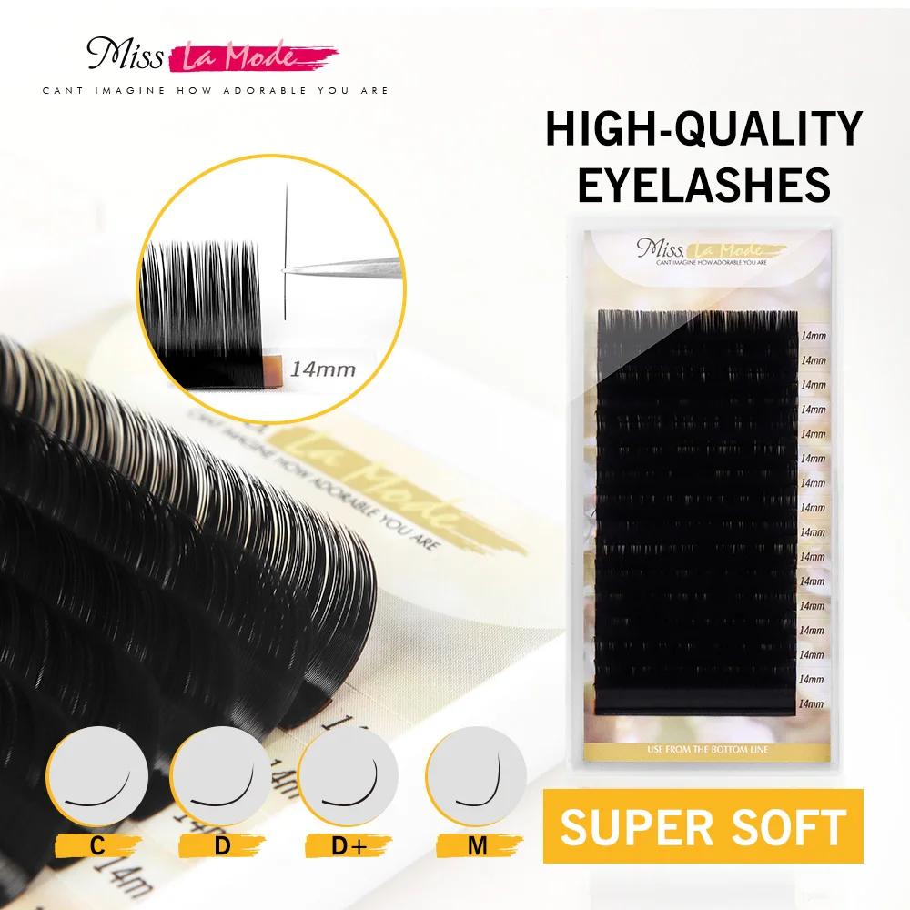 Misslamode C/D/D+/M Curl 16rows/tray russian volume eyelash extensions supplies lashes extension individual eyelashes extensions
