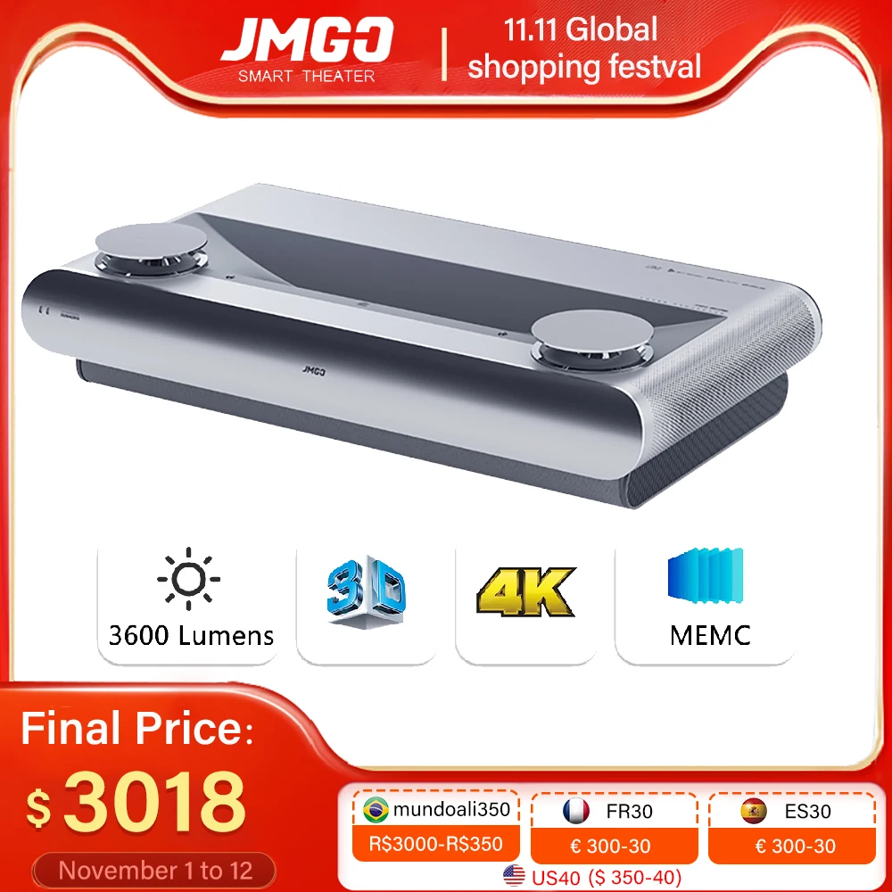 Лазерный ТВ-проектор JMGO U2 домашний Wi-Fi проектор высокой четкости 4K 3D