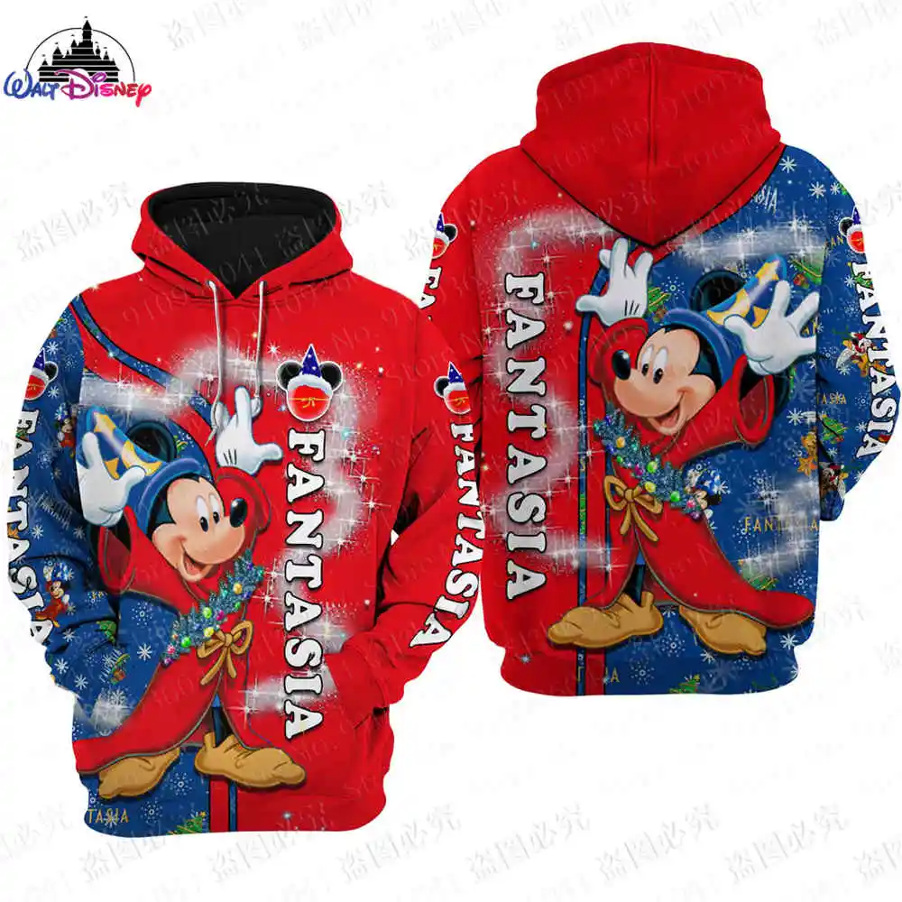 

classics Mickey Mouse Disney Christma men women 3D Print High quality Fleece Zipper/ Hoodies parent-child clothing Pullover Tops