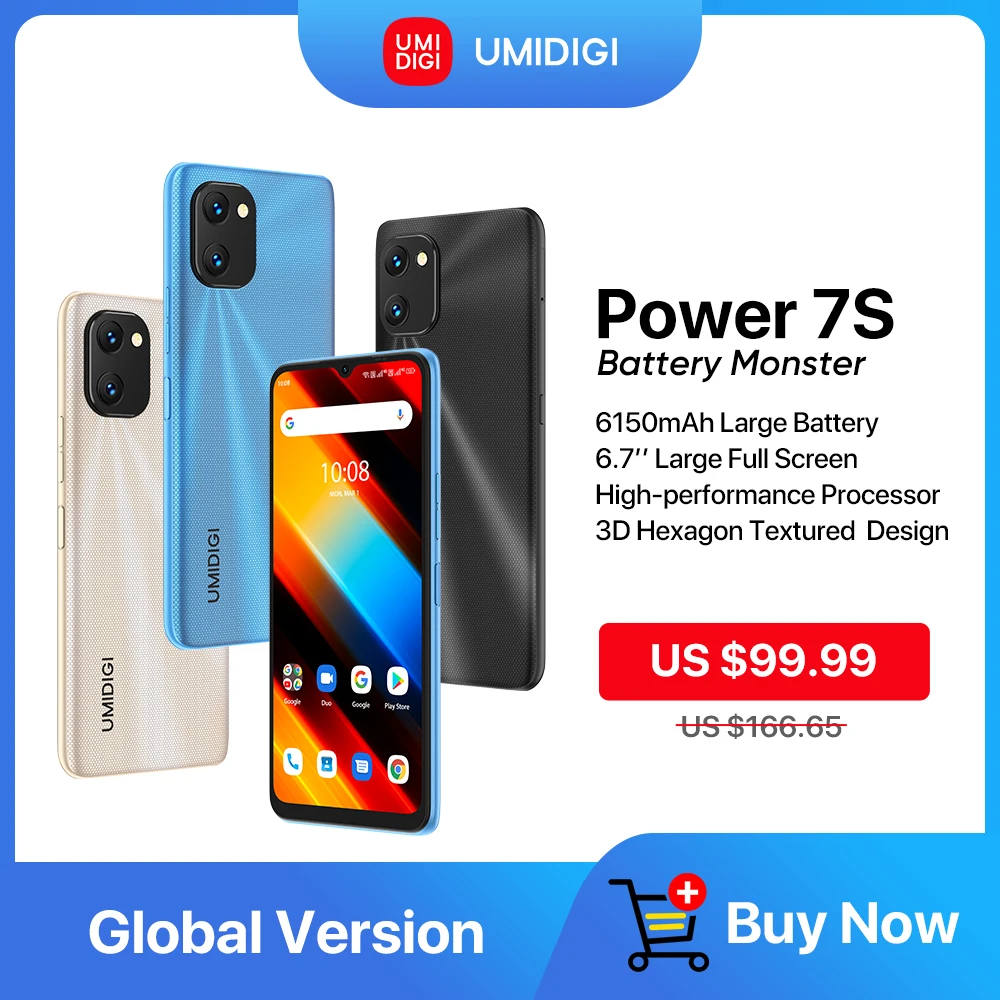 UMIDIGI Power 7S смартфон с 5,5-дюймовым дисплеем, ОЗУ 4 Гб, ПЗУ 64 ГБ, 16 МП, 6,7 мАч