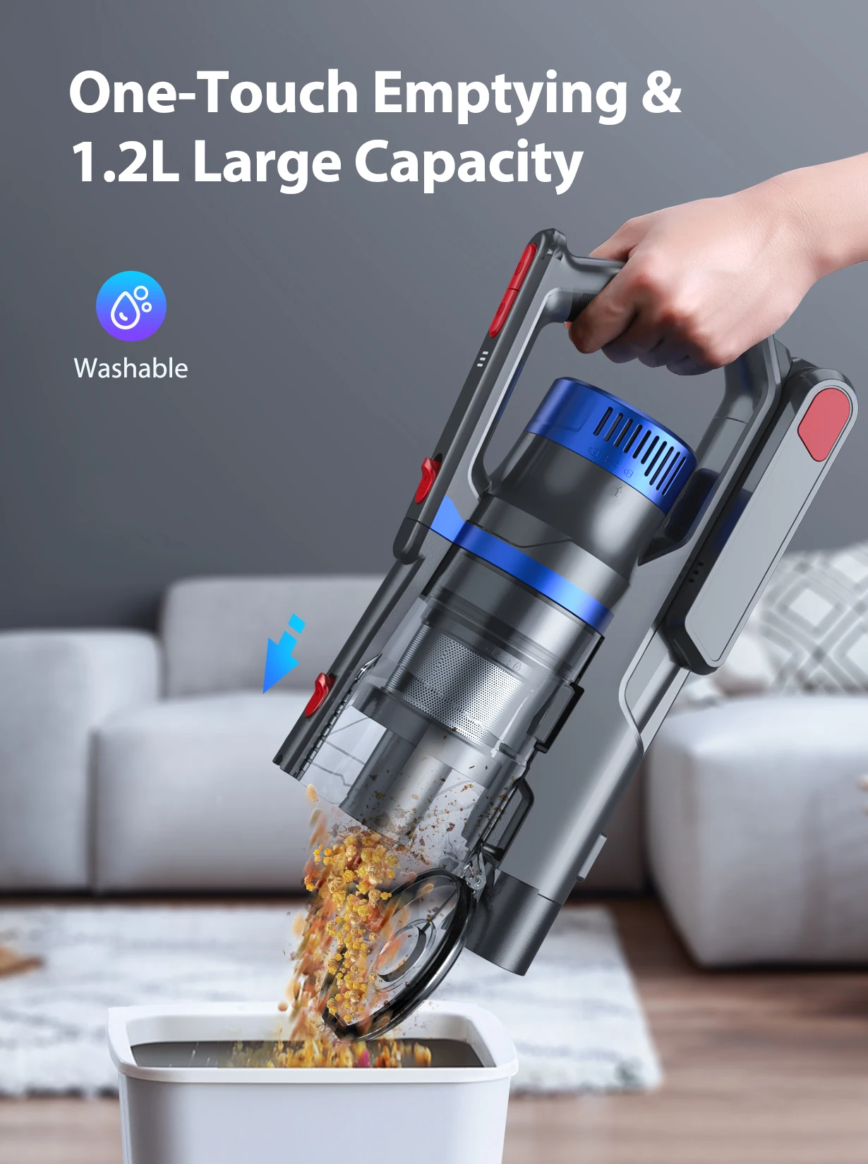 55 Mins 36KPA Suction Power 450W Cordless vacuum cleaners for pet home appliance 1.2L Dust Cup Removable Battery Handheld JR500 images - 6