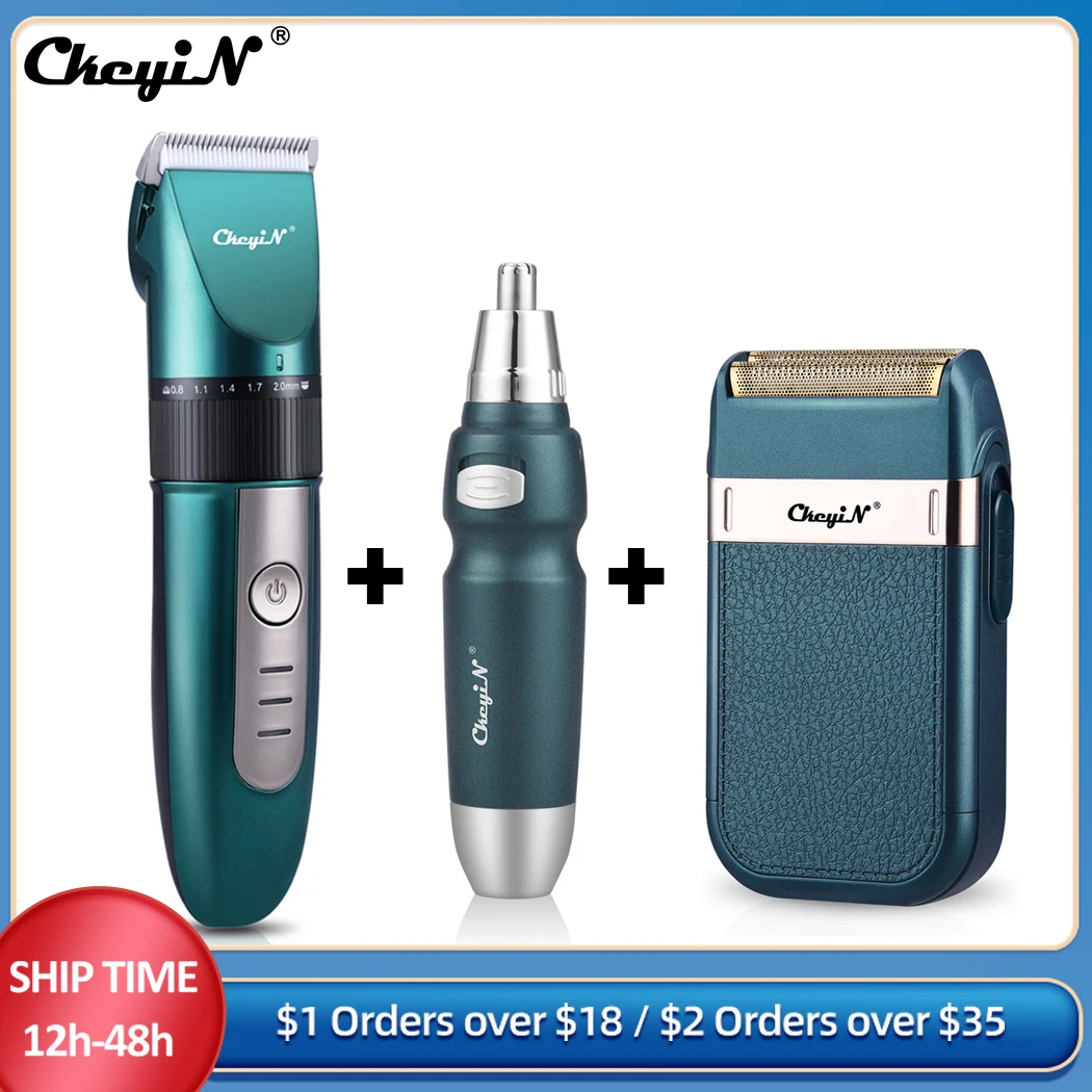 CkeyiN Men's Hair Cutting Machine Professional Haircut Clippers Man Electric Shaver Beard Razor Hair Clipper Nose Hair Trimmer