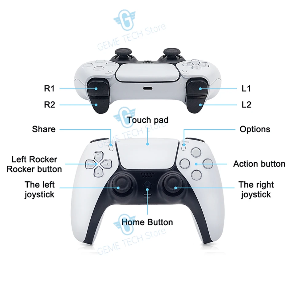 Беспроводной контроллер PS4 Bluetooth 6-осевой Двойной вибрационный Сенсорный игровой