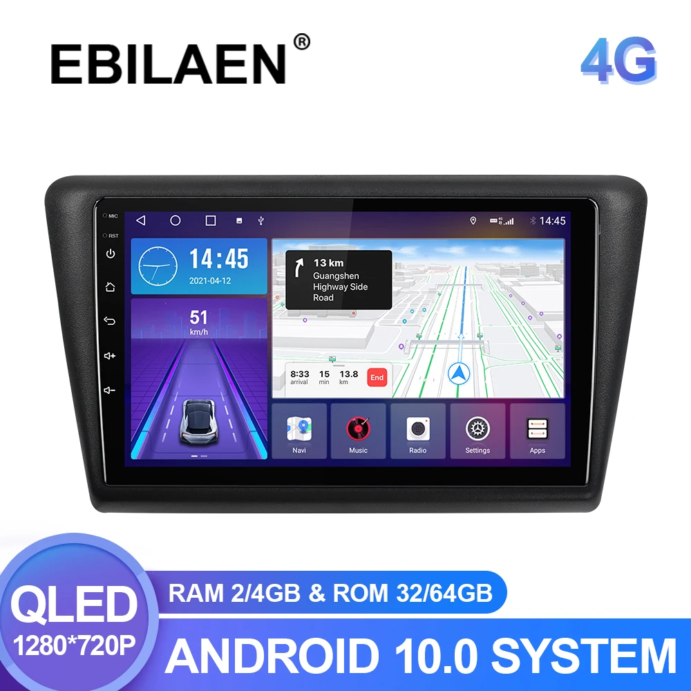 Ebilaen Автомобильный мультимедийный плеер для Skoda Rapid 2014-2020 Android 10.0 Авторадио GPS навигация Камера RDS Carplay 4G WIFI on.