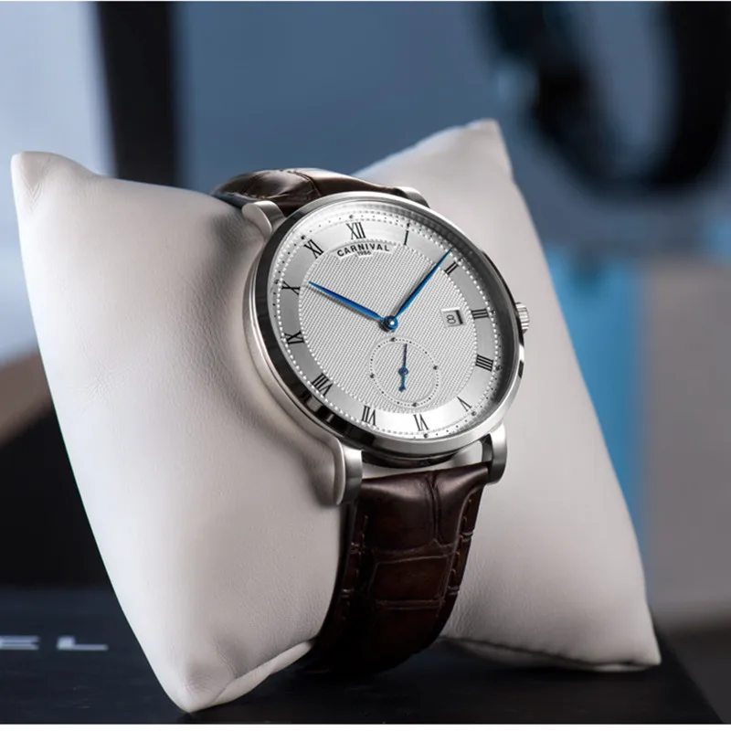 Carnival Brand Luxury Business Watch Fashion Waterproof Rose Gold Silver Calendar Automatic Mechanical Wristwatch For Men Reloj enlarge