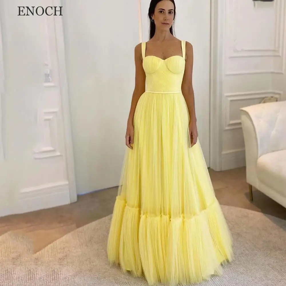 

Шикарные Вечерние Платья А-силуэта ENOCH, простой стиль, без рукавов, индивидуальный пошив, платье со шлейфом