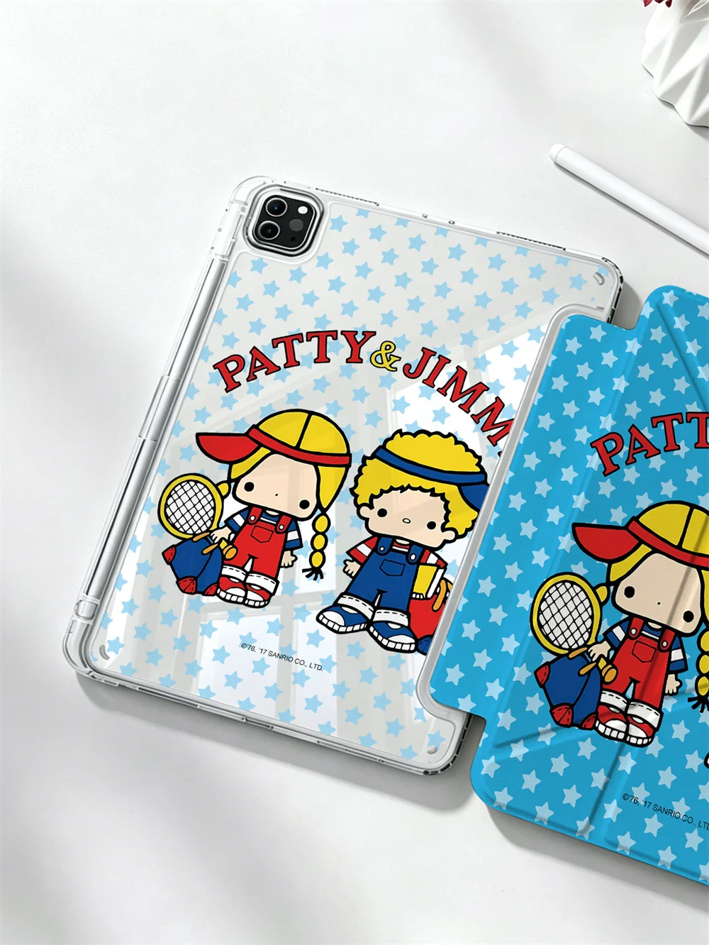 Фото Чехол Kawaii Star Print Patty&Jimmy Y-fold для iPad Air6/7/8 Pro11 2020-2022 Air4/5 10 7/8/9 Air3 A16 с отсеком для ручки, противоударный чехол №2