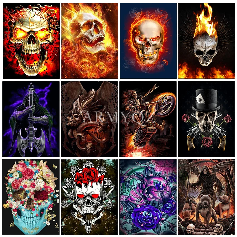 

Алмазная 5D мозаика «сделай сам», картина с черепом, вышивка с Луной, пейзаж, стразы, мозаика с животными, ручная работа, подарок, украшение дл...