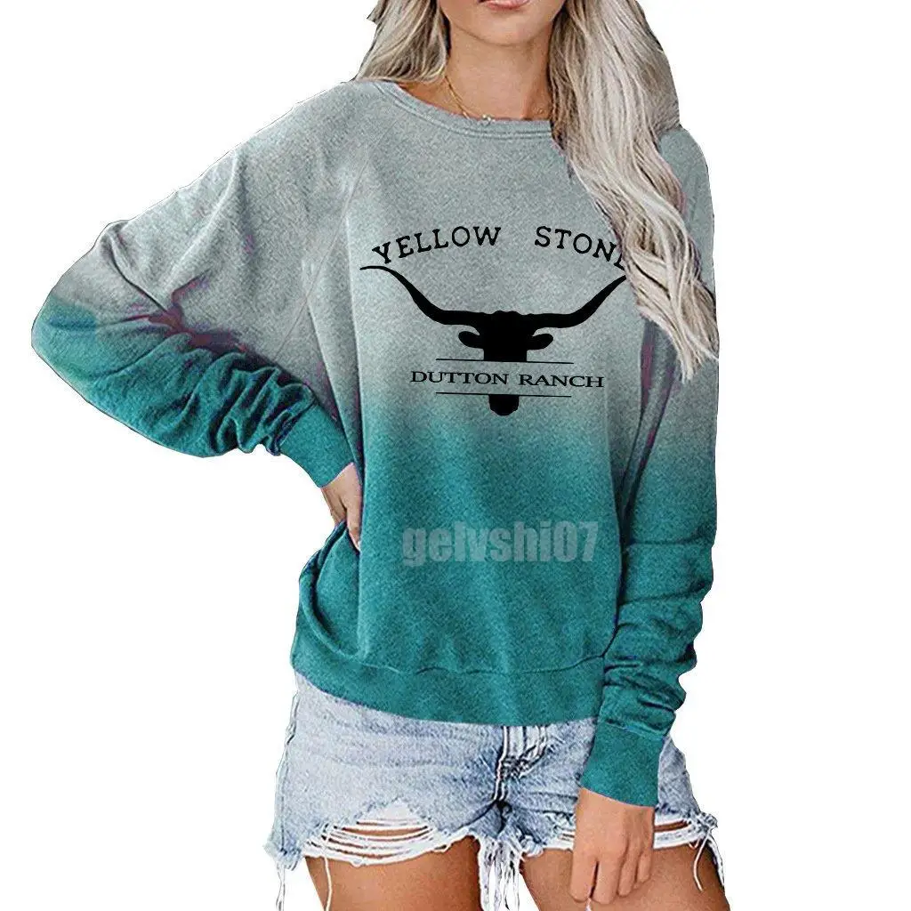 

New Women's Yellowstone Printed Irregular O-Neck Clothes Female Sweatshirts Fashion Long-Sleeved Pullover Streetwear Girls Tops