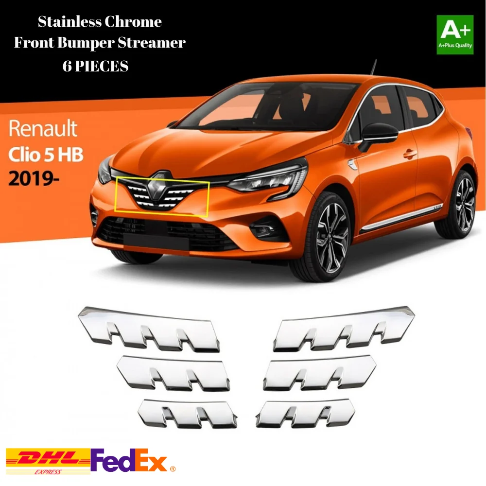 

Решетчатая Рама переднего бампера для Renault Clio 5 HB 2019 2020 2021 2022, 10 шт., хромированный Стайлинг, автомобильные аксессуары