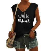 2022 new summer faith jesus women top casual sexy camisole tanks top v neck simple loose sleeveless t shirts vest gift for girl