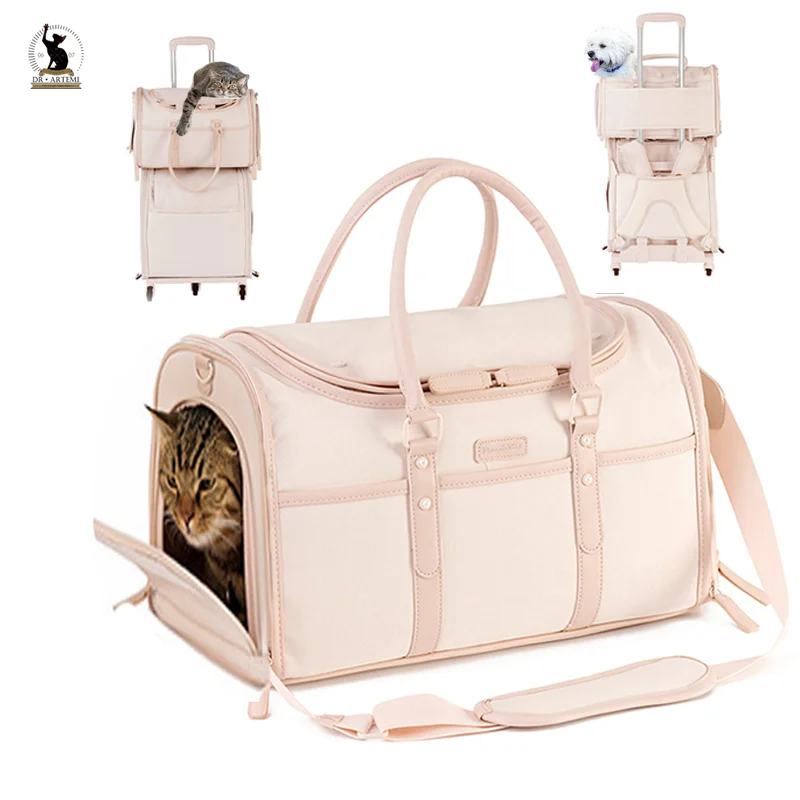 Portable Luxury Pet Handbag Travel Bag Breathable Anti-Scratch Tote Foldable Pet Carrier Bag for Small Dogs Cats