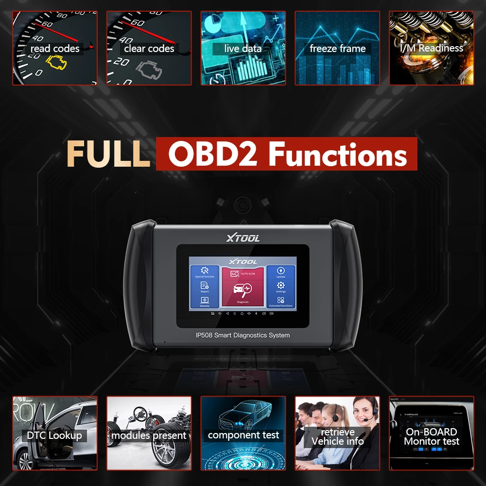 2024 XTOOL InPlus IP508 5-системная диагностика OBD2 Автомобильные сканеры двигателя ABS SRS AT с