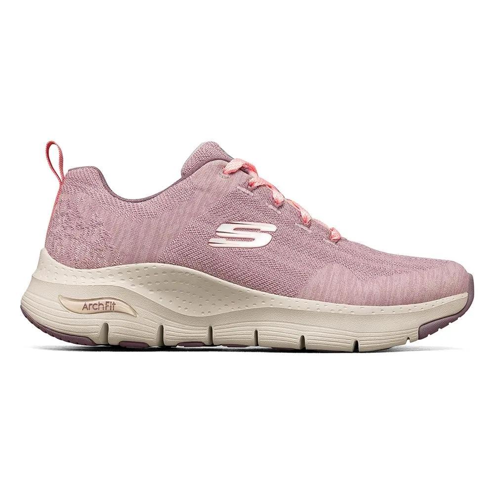 Спортивная обувь SKECHERS, ARCH FIT- COMFY WAVE, 149414-MVE, женская,  повседневная, для фитнеса, прогулок, кружевная застежка, розовая, дышащая  сетчатая верхняя часть, гибкая резиновая подошва - купить по выгодной цене  | AliExpress