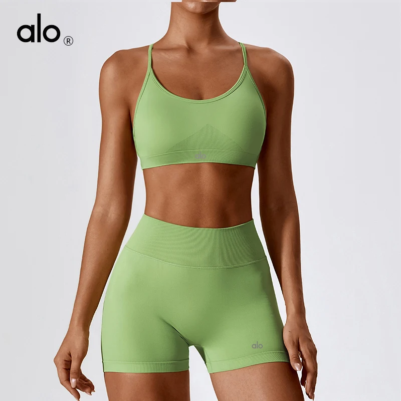 Женская одежда для йоги в стиле ALO летнее темно-серое нижнее белье облегающие