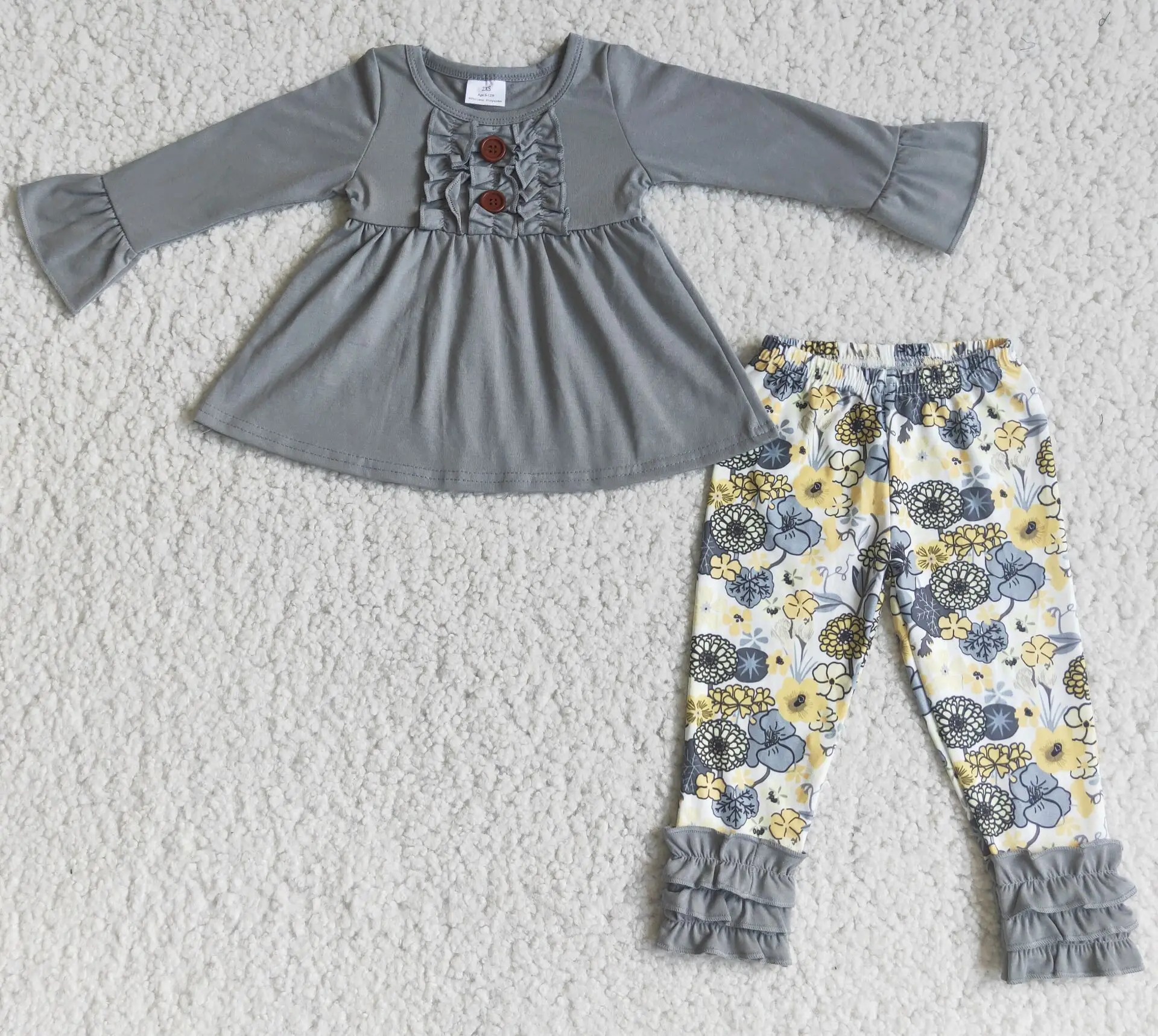 

6 A11-28 Girls Outfit Long Sleeve And Long Pants Flower Print