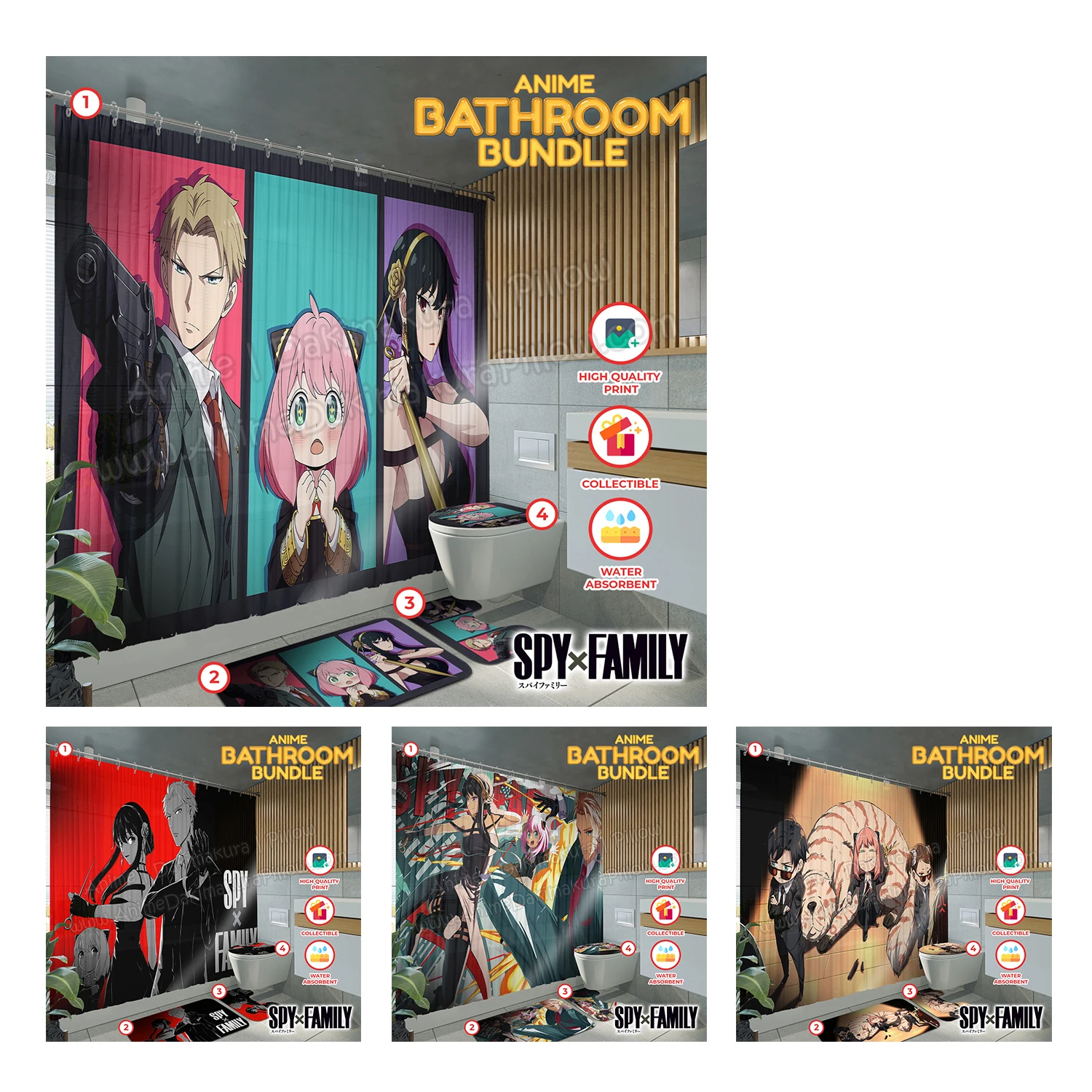 

Хобби Экспресс Премиум аниме набор для ванной комнаты высокого качества набор украшений для душевой комнаты семья