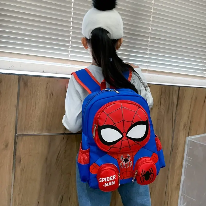 Disney Spiderman Backpacks Super Heroes Student School Bag Cartoon 3d Stereo Kindergarten Backpack Children's Travel Bag