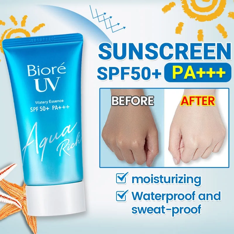 

BIORE UV Aqua Rich Watery Gel Sunscreen Cream SPF 50+ PA++++Daily Facial and Body Waterproof Whitening Sunblock Sunscreen Care