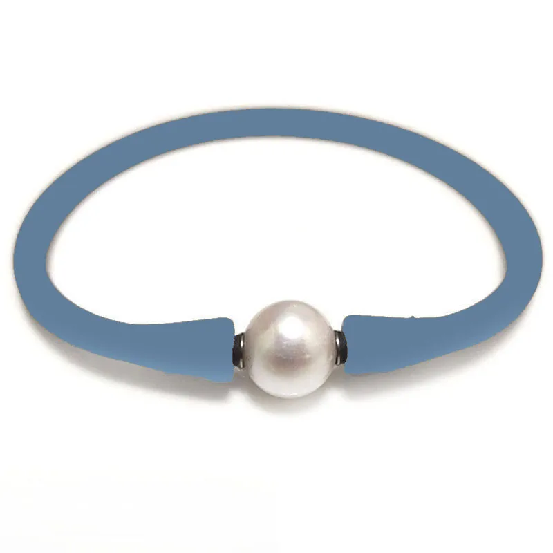 7-дюймовый 10-11 мм натуральный круглый жемчужный резиновый силиконовый браслет