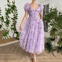 cathy purple wisteria a line prom dress cute v neck evening dress princess vestidos de noche fairy short sleeves party dress