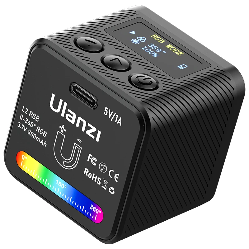 

Ulanzi L2 RGB Video Light Mini Magnetic LED Camera Light With Honeycomb Diffuser LED lamp Kit for Gopro Hero 11 10 9 7 5 4 DSLR