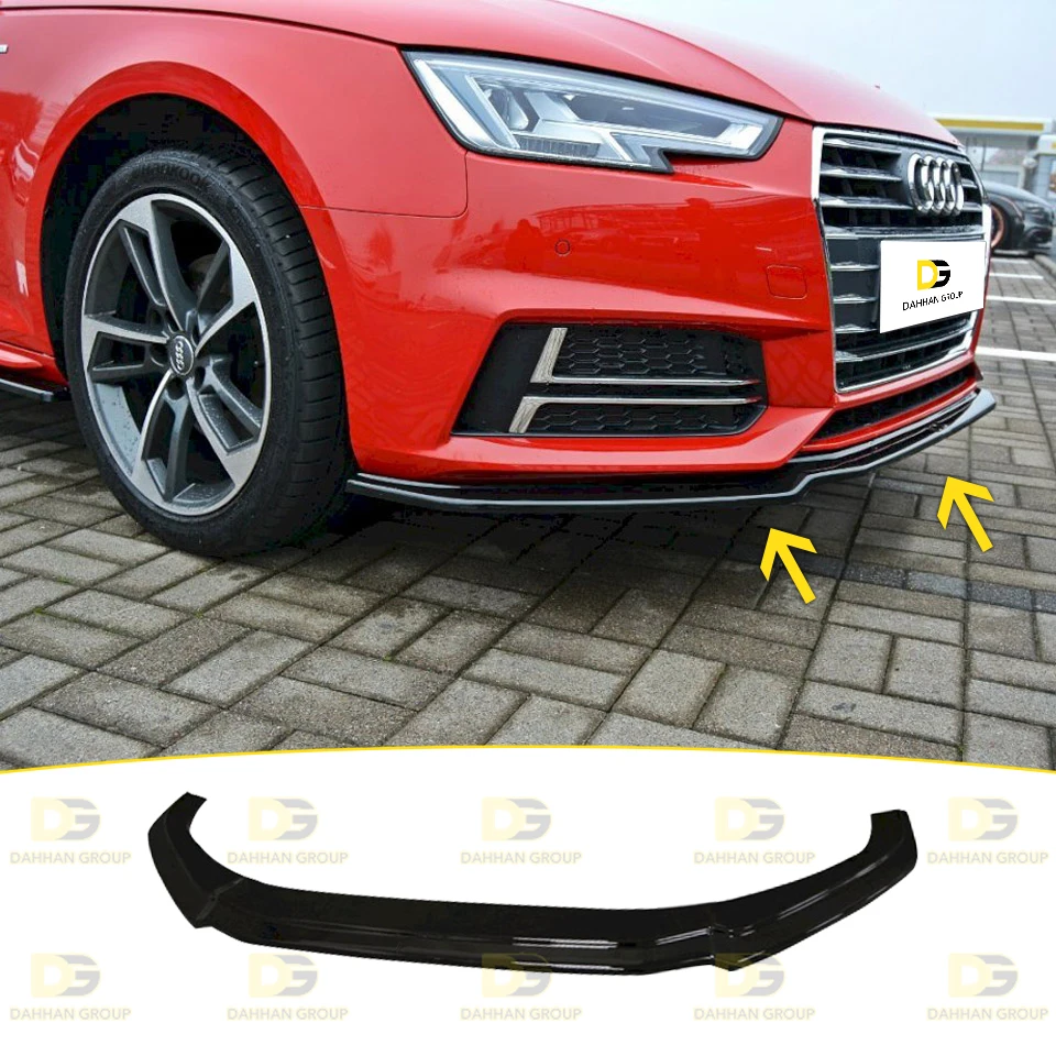 A4 B9 and A4 S Line Max Design Front Splitter Lip Blade Wing Spoiler Piano Gloss Black Plastic S4 RS4 Kit