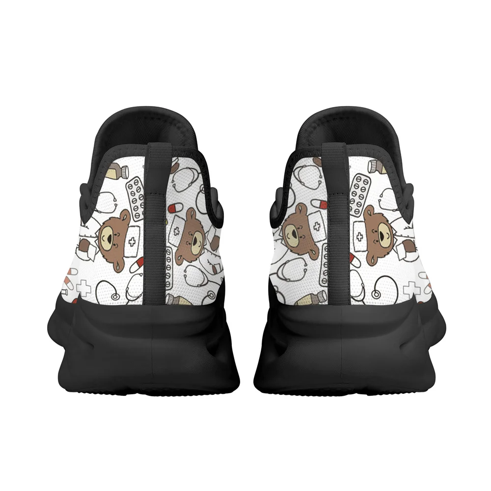 Yikeluo Women's Flats Nursing Shoes Cartoon Gradient Nurses Bear Print Mesh Breath Loafers Summer Beach Cute Female Footwear