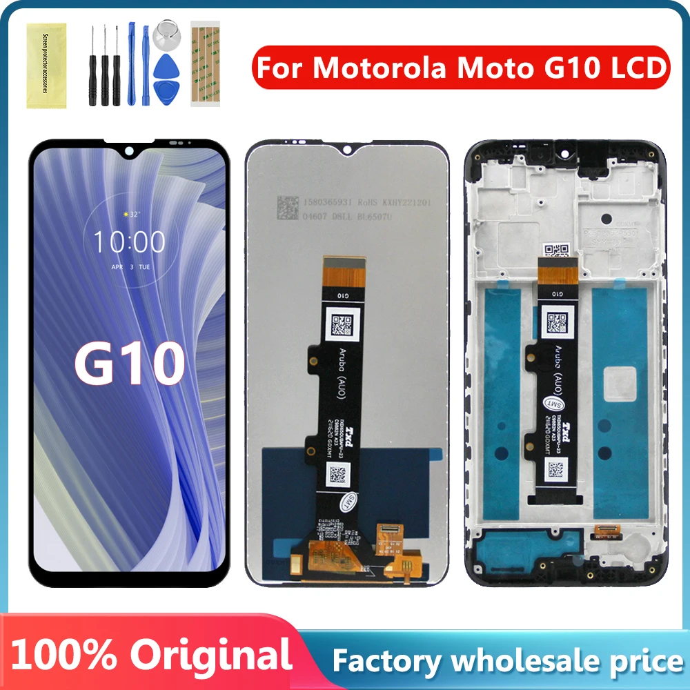 Оригинальный ЖК-дисплей 6,5 'для Motorola Moto G10, сменный дигитайзер сенсорного экрана для Moto G10, зеркальный ЖК-экран с рамкой