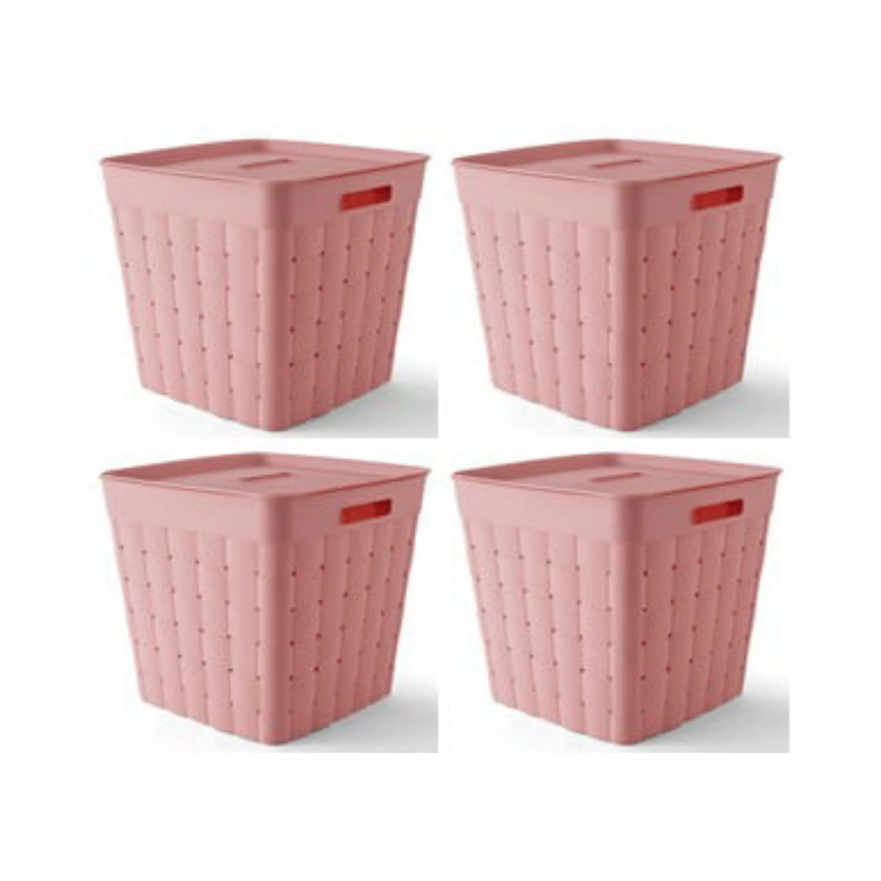 

Детский и подростковый пластиковый широкоплетеный розовый контейнер для хранения с крышкой, 4 упаковки