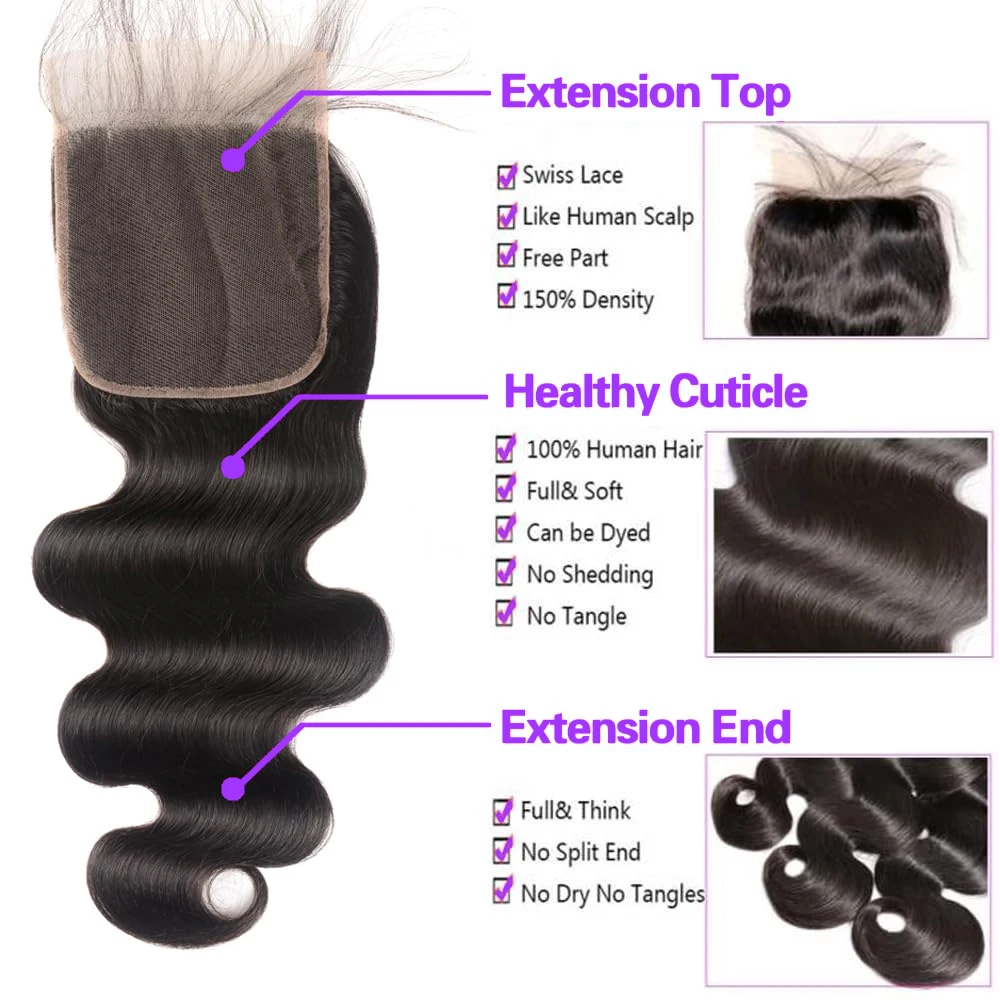 Бразильская волнистая искусственная кожа с 13x4 фронтальной застежкой 4x4 HD