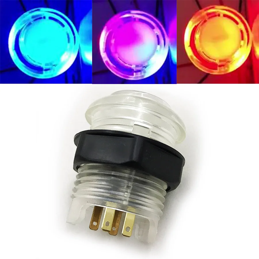 10Pcs 28mm Illuminated 12v BL LED Push Button Screw Arcade Button With Microswitch for Arcade Games Accessory