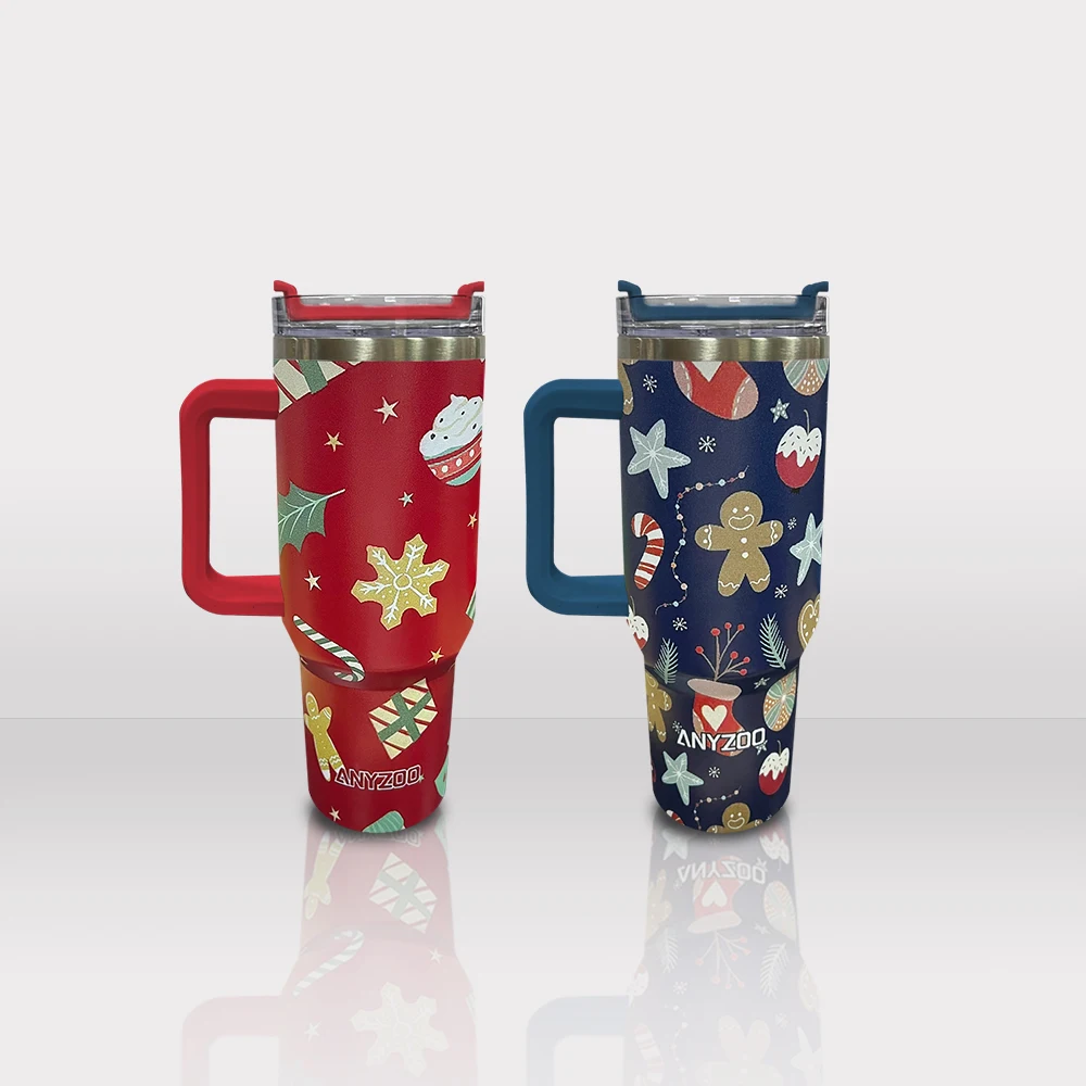 

40 oz Tumbler With Handle Straw Stainless Steel Vacuum Insulated Tumbler Coffee Mug Cups With Handle Christmas Gift Water Bottle