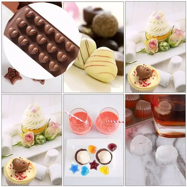 

15 Holes Love Heart Shaped Silicone Chocolate Mold Reusable Candy Baking Mold Ice Cube Mould Candy Making Supply