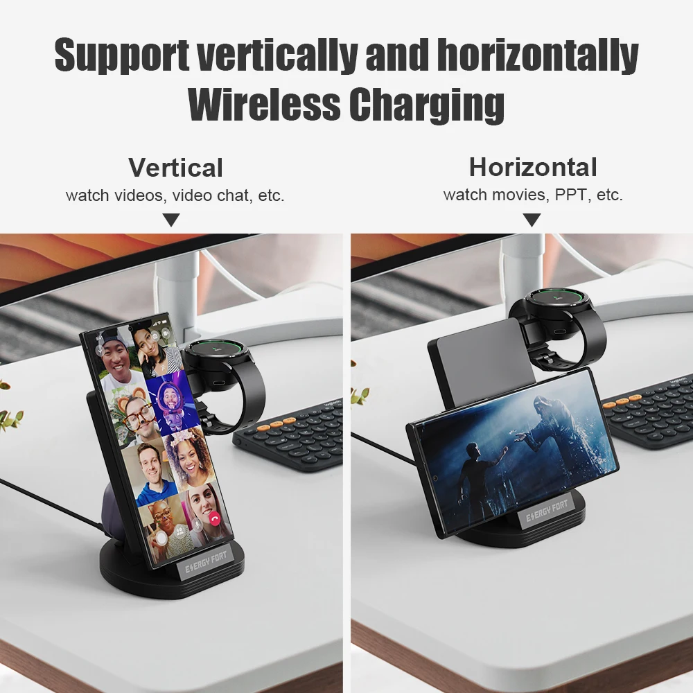 Kup Bezprzewodowa ładowarka 3 W 1 Do Samsung Galaxy Watch5 4 Classic Active2 USB Type-c ładowanie S22 Ultra Stacja Dokująca Akcesoria Do Stacji Dokującej