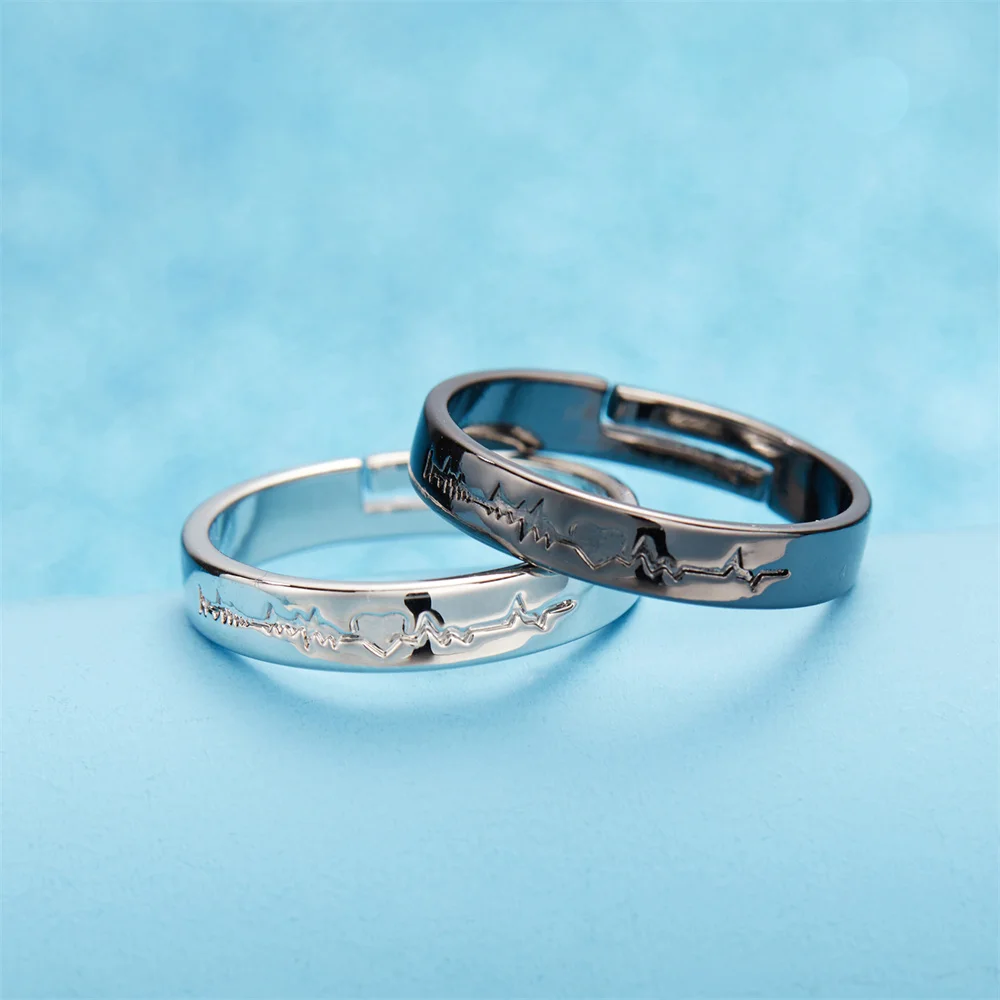 Набор обручальных колец с электрокардиограммой 2 шт. |