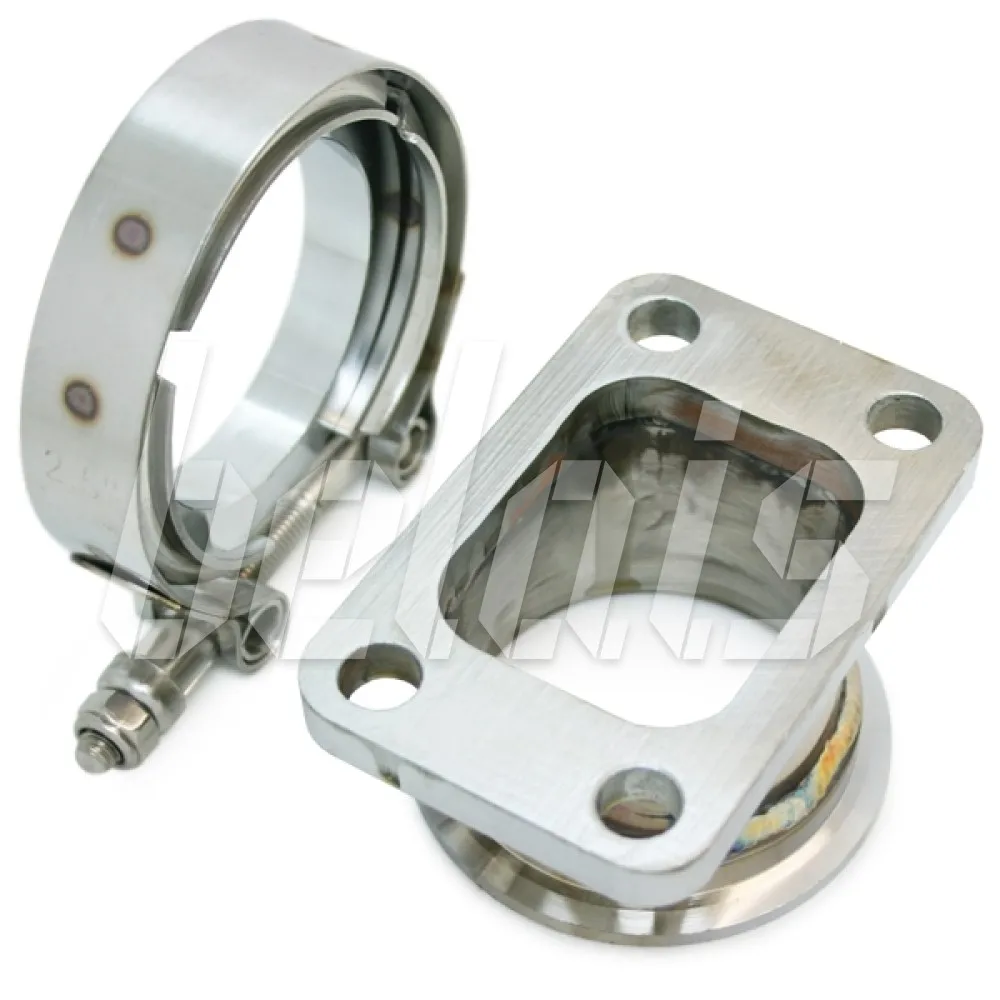 Фланец с трубой - адаптер V-band 63 мм под турбину T3 хомутами #17354