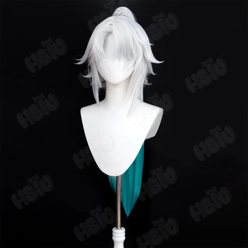 Парик для косплея Game Honkai Star Rail Feixiao серебристый белый градиентный с длинными