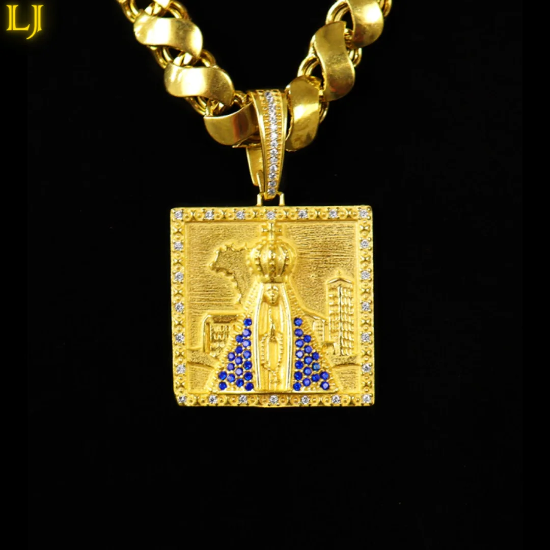 

Ancient City Coin Pendant with Our Lady Craved Eternal Guarantee in Lord Bel Color High Quality Old Currency Jewelry